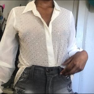 Gold dazzled white blouse